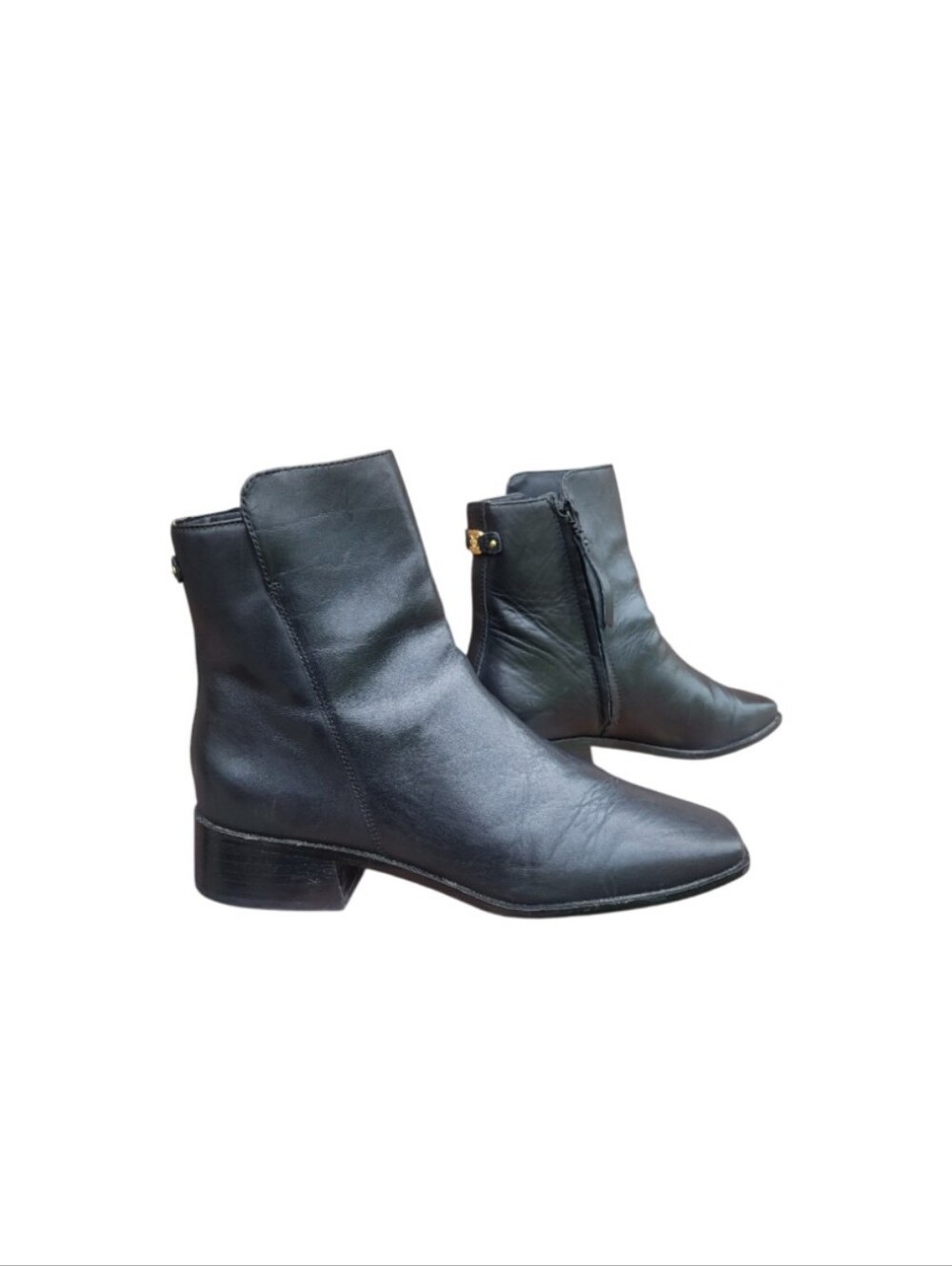 Sam Edelman Thatcher Black Leather Square Toe Ankle Boot Bootie Shoe Women 9